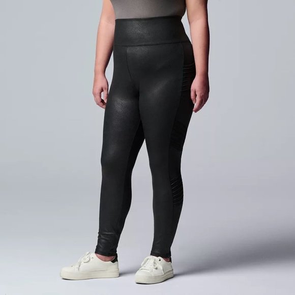 Black Faux Leather Leggings High Rise Simply Vera Vera Wang Plus Size 2X NWT - Picture 1 of 3